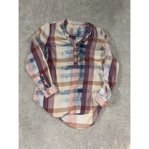 Anthropologie Isabella Sinclair Womens Blouse Pink‎ Purple Plaid Small